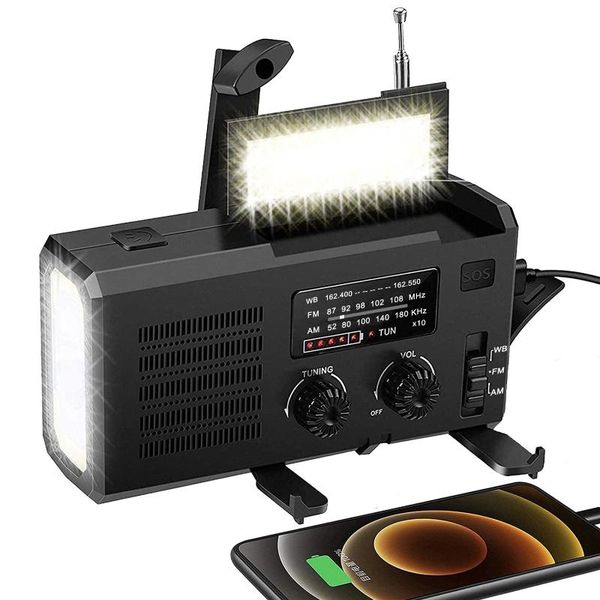 

radio 2021 arrival emergency hand crank solar powered sos alarm rechargeable dynamo phone charger cob