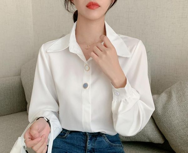 

2021 summer fashion long sleeve women's shirt@26, White