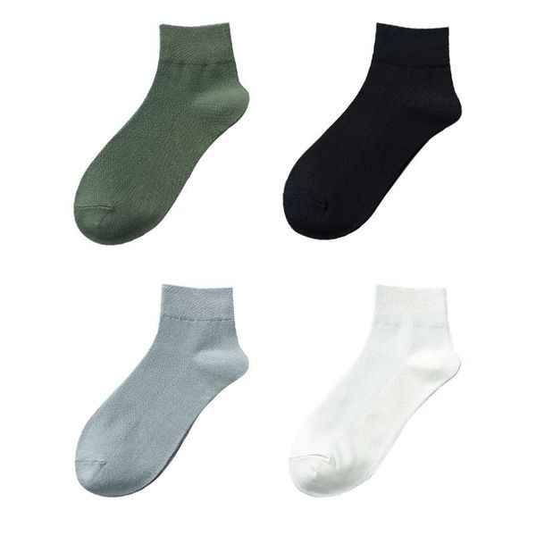 

men's socks 2021 male solid solor comfortable business ankle soft simple fashions 4 pairs men cotton casual, Black