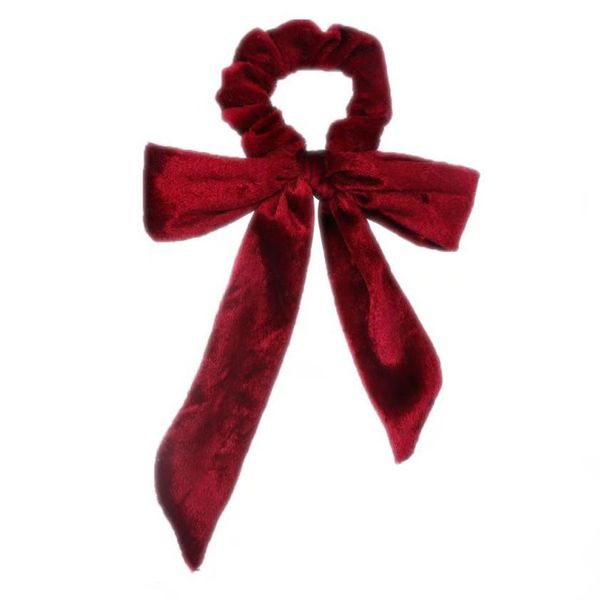 

ponytail scrunchie hair ties scarf elastic hair rope for women hair bow ties scrunchies bands soft velet ribbon hairbands, Silver