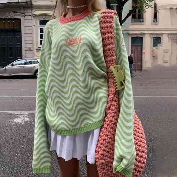 

women's sweaters biggorange long sleeve wave print oversized loose sweatshirt fall/winter fashion street casual wear q1u1, White;black