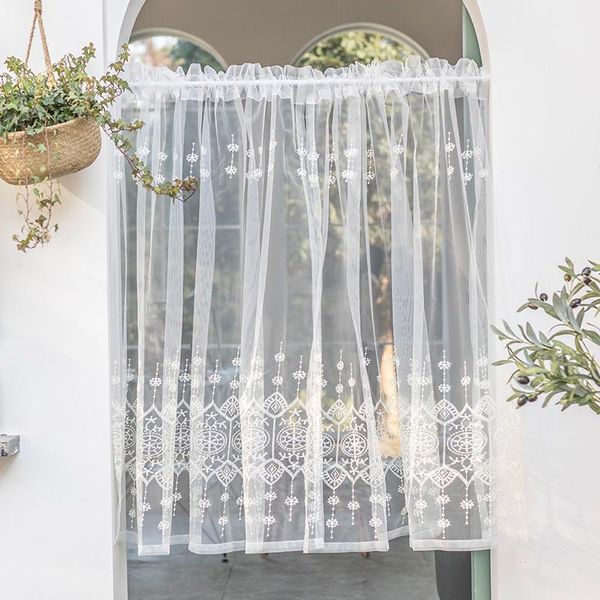 

beige romantic roman short curtains for kitchen valance embroidery lace bottom cafe decoration rod pocket 022d curtain & drapes