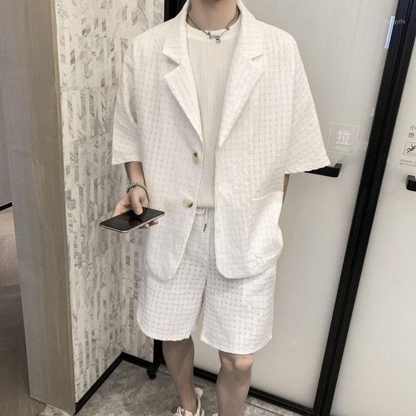 

men's tracksuits men's summer man suit designer brand casual solid color harajuku shirts short sleeve baggy pants clothing, Gray