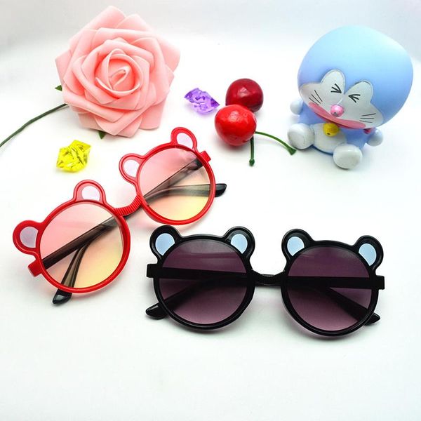 

sunglasses 2021 cute bear children fashion round ear colorful gradient kid sun glasses boy girl vintage goggle uv400, White;black