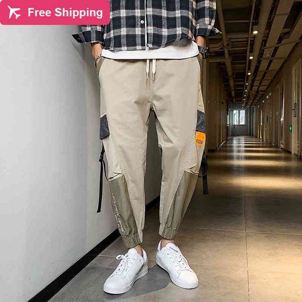 

fashionable harajuku manly spring hip cargo streetwear hallways pants, Black