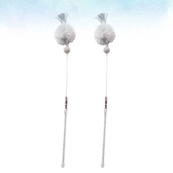 

cat toys 2pcs colorful beads wand plush training interactive (grey)