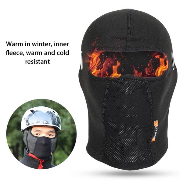 

winter windproof warm riding cap camping ski fleece mask with eyeglasses hole motorcycle headgear bicycle cycling caps & masks, Black