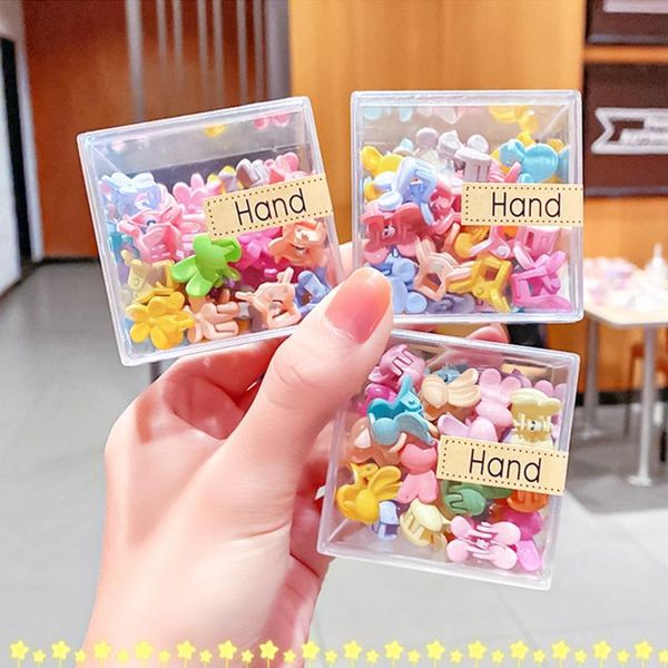 

36pcs/set box packed girls cute colorful cartoon flower small hair kids lovely clip headband fashion accessories, Slivery;white