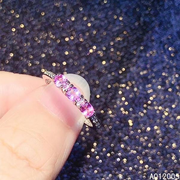 

cluster rings kjjeaxcmy fine jewelry 925 sterling silver inlaid natural pink sapphire female ring noble support test selling, Golden;silver