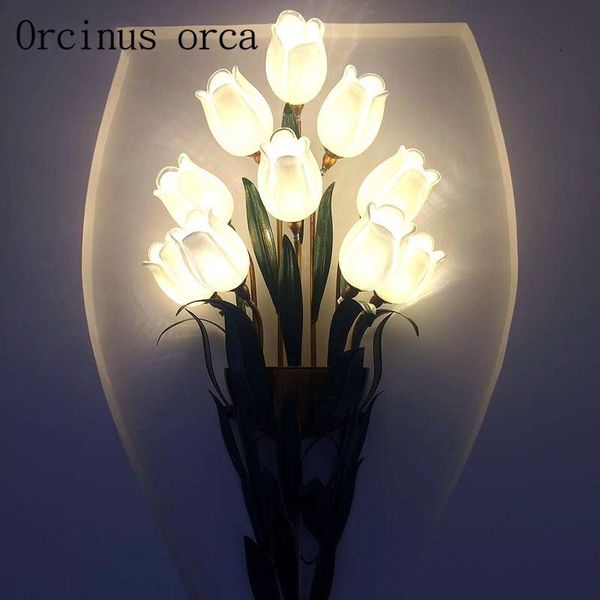 

wall lamp mediterranean creative flower living room background corridor bedroom european style retro