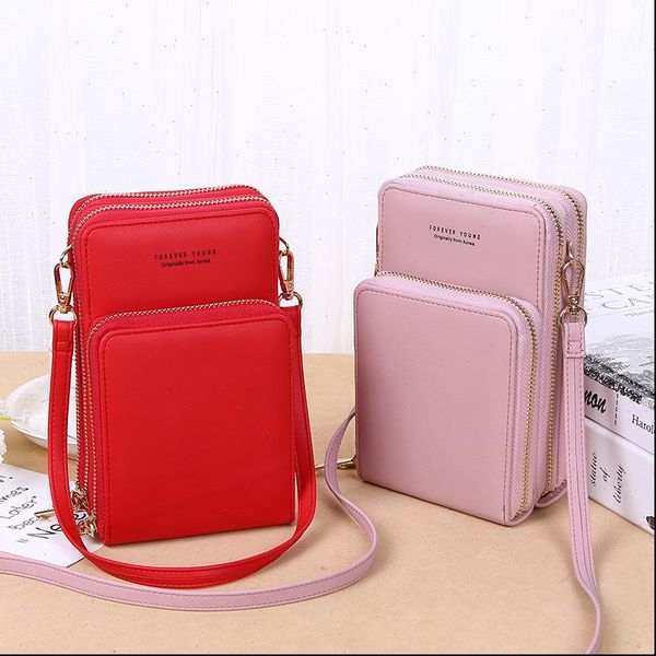 

wallet women crossbody cell phone shoulder bag fashion daily use card holder mini summer for, Red;black
