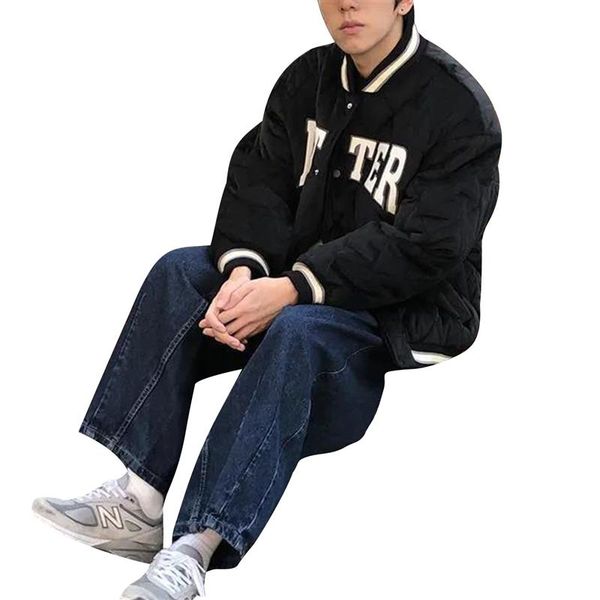 

women's jackets hirigin women quilted puffer letter embroidery long sleeve oversized baseball hip hop streetwear warm clothes, Black;brown