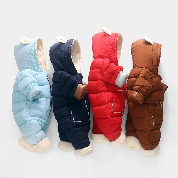 

jumpsuits winter baby romper infant plush thick coat soft bodysuits for boys girls warm outfit jumpsuit snowsuit kids clothing tz815, Blue