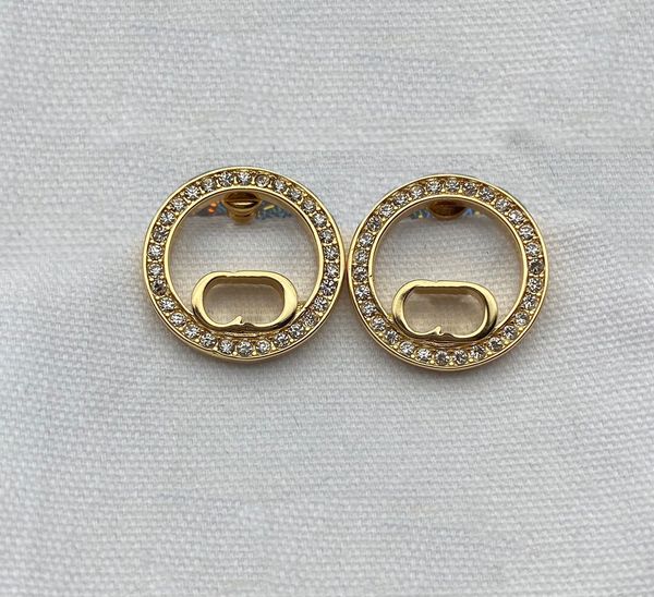 

fashion stud earrings aretes for women party wedding lovers gift jewelry engagement with box nrj, Golden;silver