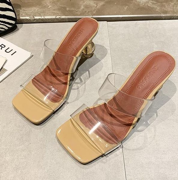 

slippers summer wear special-shaped heel high-heeled women 40 large size women's shoes 41-43 feet, Black