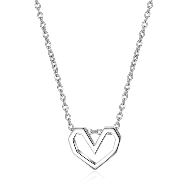 

pendant necklaces simple personality temperament sweet wild two-color hollow heart-shaped short female silver plated se095