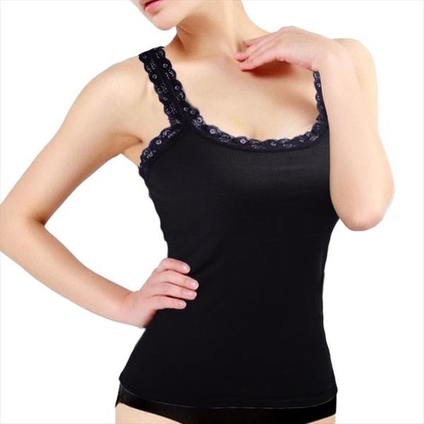 

summer lace women tank girl elegant solid sleeveless t shirt vest, White