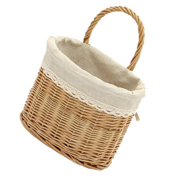 

hand-woven wicker rattan storage basket with handle wall-mounted baskets
