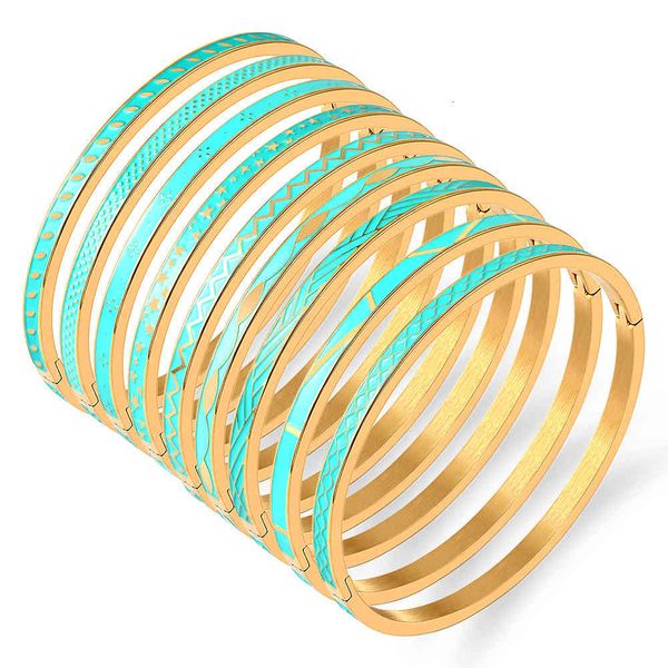 

bangles bracelets titanium steel colorful enamel bracelet with wavy buckle and drop adhesive stainless for women, Black