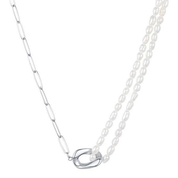 

pendant necklaces vintage chain with natural pearl necklace fashion jewelry collares, Silver