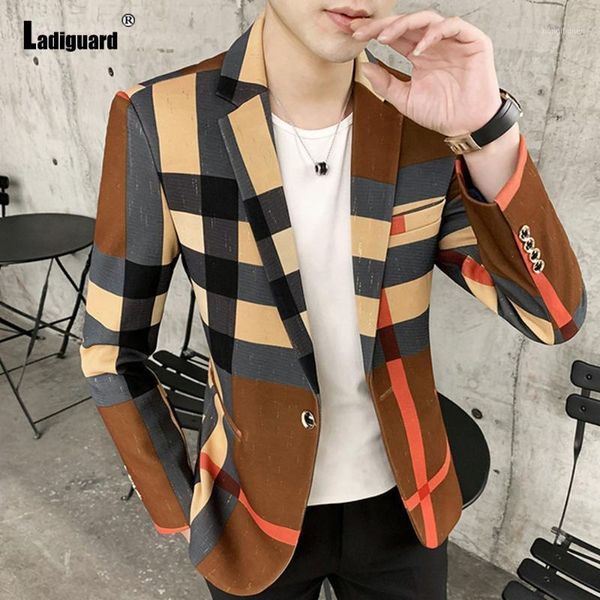 

men's suits & blazers plus size 4xl men fashion lapel collar jackets classic plaid outerwear mens clothing 2021 autumn casual, White;black