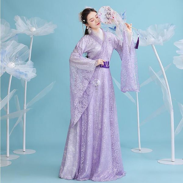 Traditionelle chinesische alte Prinzessin Kleid hinter Hanfu lila Kleid sexy Frauen Party Kleider Cosplay Kostüme elegante Vestido