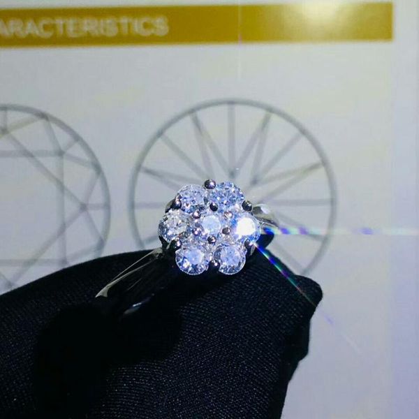 

cluster rings [meibapj moissanite gemstone fashion 3mm diamond ring vvs1 925 sterling silver fine wedding jewelry for women, Golden;silver
