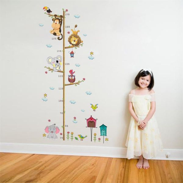 

wall stickers cute cartoon animals kid height ruler pvc door sticker baby living room decor home decoration accessories