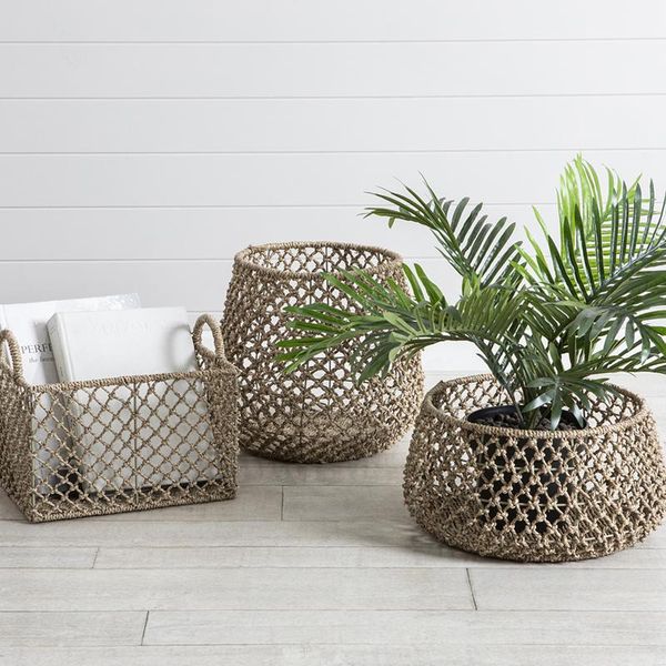 

storage baskets plant natural aquatic hand-woven flower basket rope