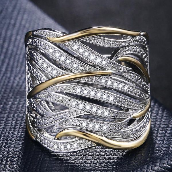 

wedding rings huitan unique shape women ring bridal ceremony special-interest versatile accessories trendy, Slivery;golden