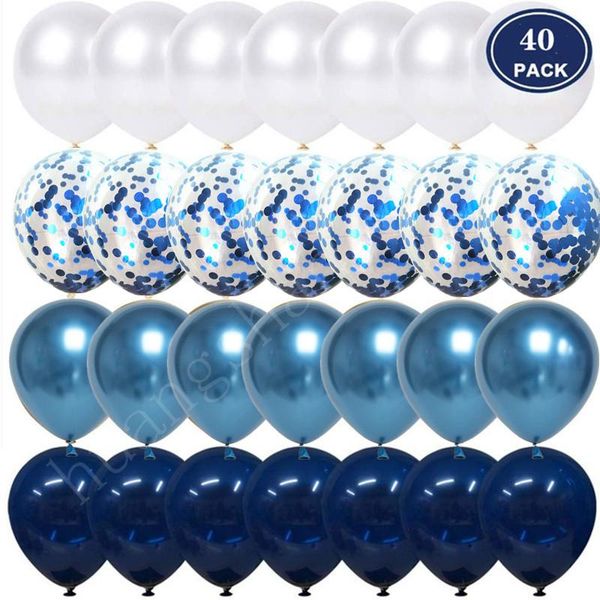 

20/40pcs 10 inch metallic gold white pearl balloons baby shower wedding birthday party ink blue confetti ballon decor kid decoration