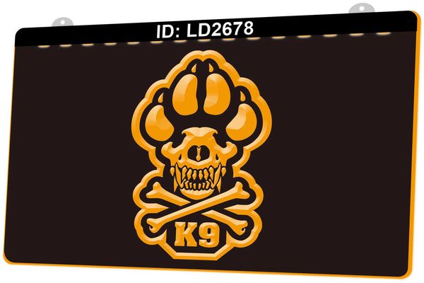 LD2678 K9 Patch Polizei Militär 3D-Gravur LED-Lichtschild Großhandel Einzelhandel