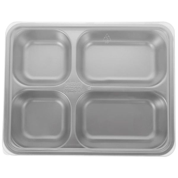 

dishes & plates 1pc stainless steel divided lunch plate school office tray