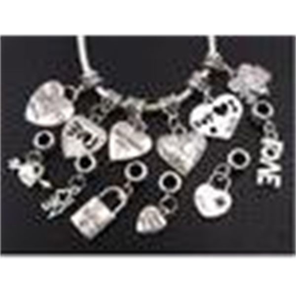 

120pcs/lot mix tibetan silver love/heart big hole beads fit european charm bracelets jewelry diy b319-b945, Bronze;silver