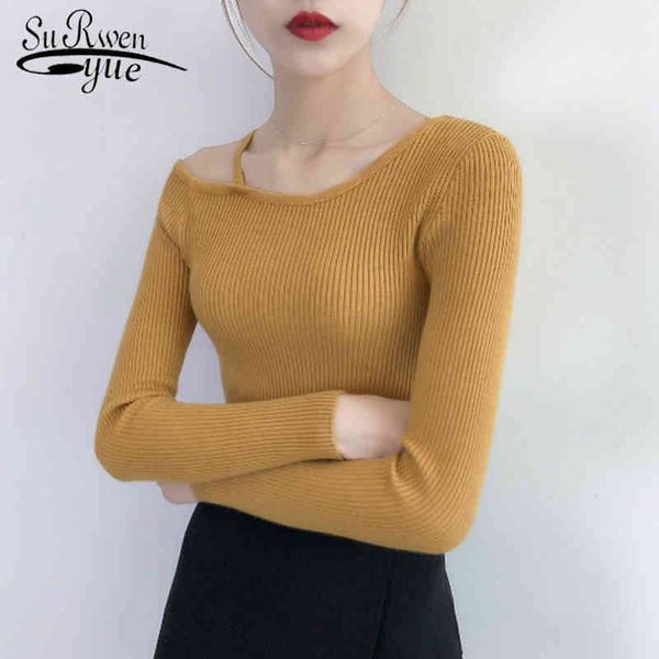 Белый черный свитер Pullovers женщин Blusa de Frio Feminina Осенняя Осень Invierno Mujer зимняя 5044 50 210521