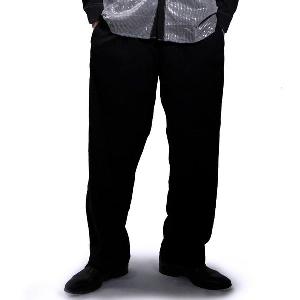 

men's pants fashion elastic waist loose harem men wide leg casual trousers vintage, Black