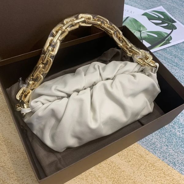 

2021 new song hye gyo wearing chain cloud bag soft leather one-shoulder genuine leather underarm bag pleated women bag summer