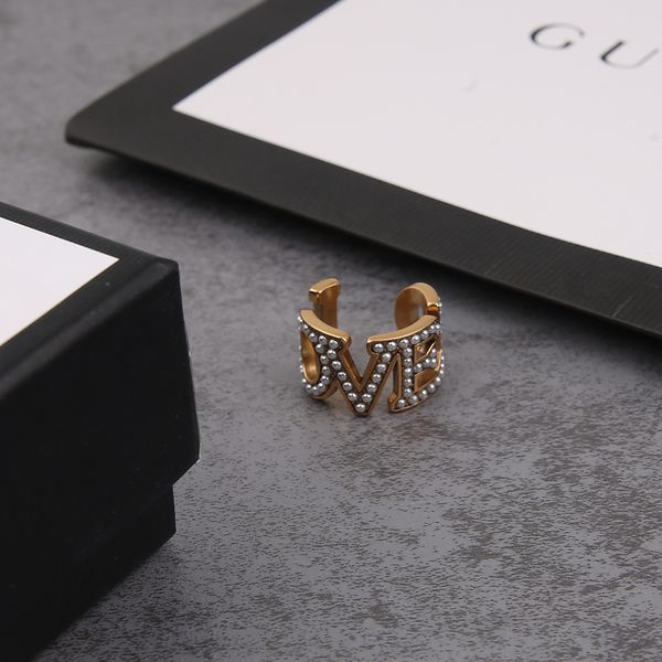 

75% off luxury jewelry letter opening ring women's double red brass clearance wgcl, Golden;silver