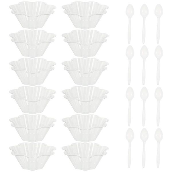 

bowls disposable ice cream simple cups pudding with spoons