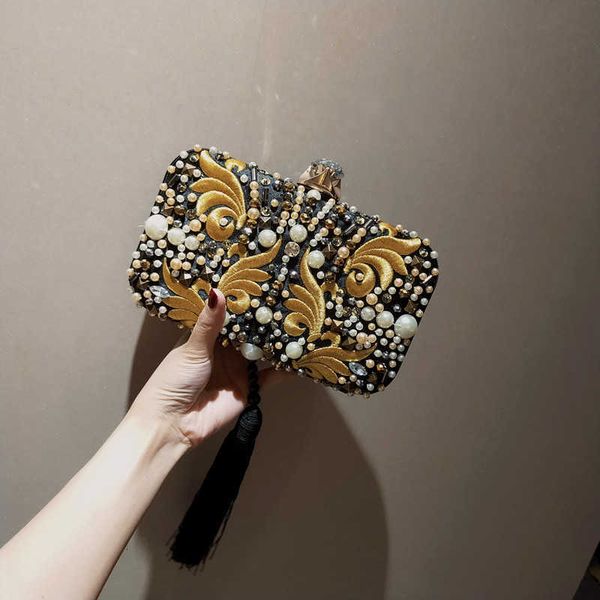 

20 banquet hand holding women's diamond inlaid dinner bag tassel embroidery cross cheongsam bag annual meeting evening drs