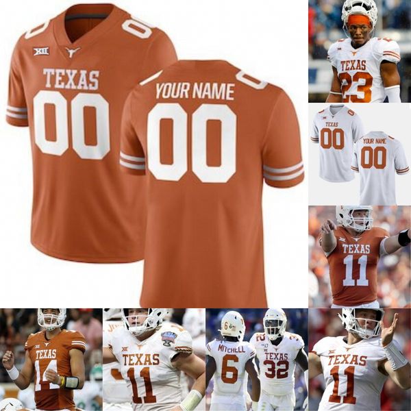 

texas longhorns football jersey mens women youth 11 sam ehlinger 46 joseph ossai 10 vince young 34 williams 0 demarvion overshown, Black