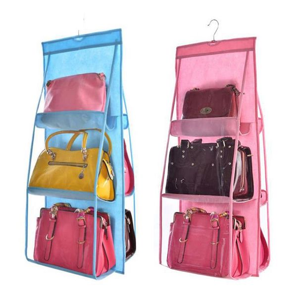 

pocket hanging bag organizer wardrobe transparent storage for handbag closet shoes door wall clear sundry pouch cosmetic bags & cases