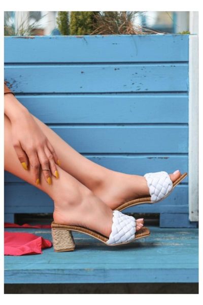 

slippers dong white skin heels, Black