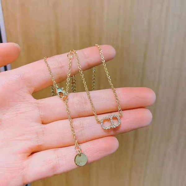 

luxury jewelry necklace letter inlaid diamond clavicle chain net red same high version necklace jewelry for girlfriend, Silver