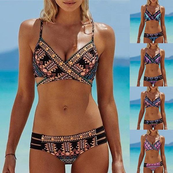 

women's swimwear 2021 floral print bikinis striped patchwork swimsuit women bandage bikini set brazilian beachwear bathing suit, White;black