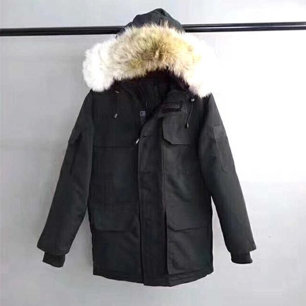 

winter mens downs parkas wolf fur windbreaker coat thick warm hooded down jacket outwear, Black
