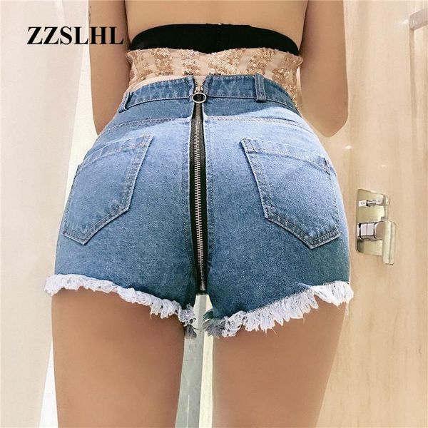 

back zipper mini jeans shorts women night club high waist hole tassel denim summer punk vintage short pants women's, White;black