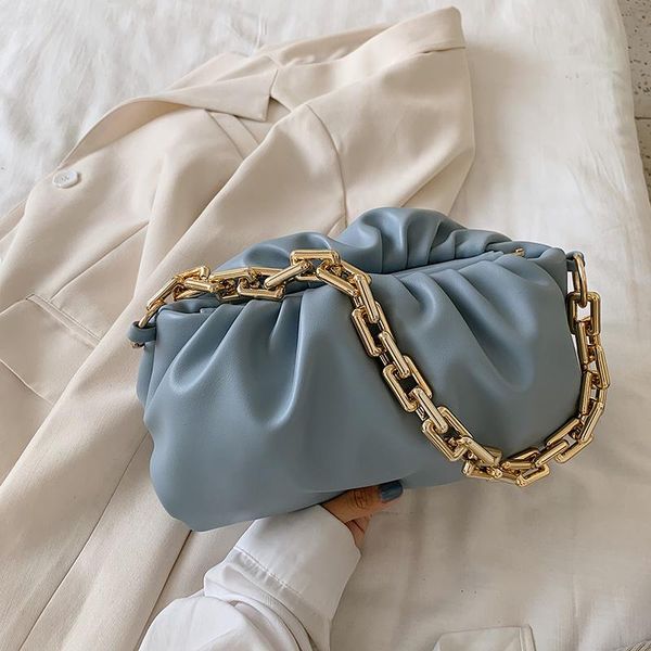 

evening bags gold chain pu leather bag for women 2021 summer armpit lady shoulder handbags female solid color travel hand