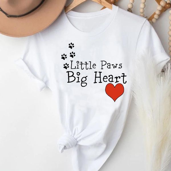 

women's t-shirt spring summer clothes graphic t tshirt lady print female tee women cat dog love sweet animal, White