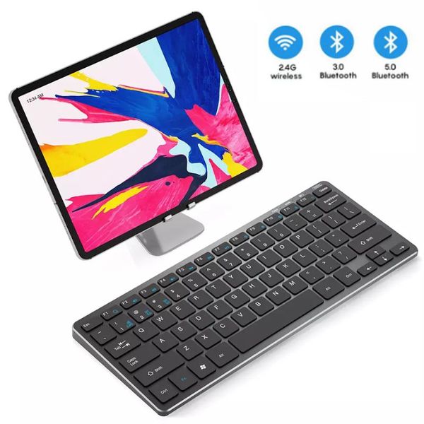 

mini wireless bluetooth rechargable keyboard 78 keys three-mode silent for lapandroid windows keyboards